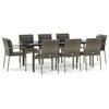 VidaXL Ensemble de salle à manger jardin 9pcs et coussins noir et gris 3185106