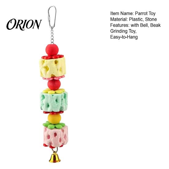 Parrot Biting Toy Beak Grinding Stone, Bird Chew with Bell And Colorful Beads, Grinder Enrichment Toy, Cage Accessory for Budgies Cockatiels