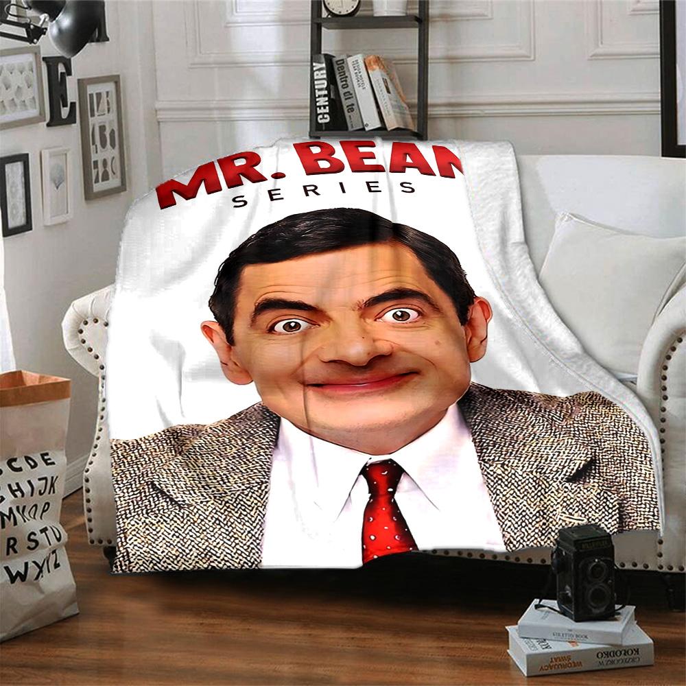 1pc Mr Bean Cartoon Series Flannel Blanket for Super Soft Cute Comfort Blanket for Travel Bedding Couch Sofa Blanket Y73042