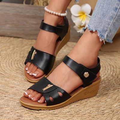 Summer Heeled Sandal Women New Plus Size 36-43 Luxury Sandal Female Wedge Platform Medium Heel Fish Mouth Designers Ladies Shoes