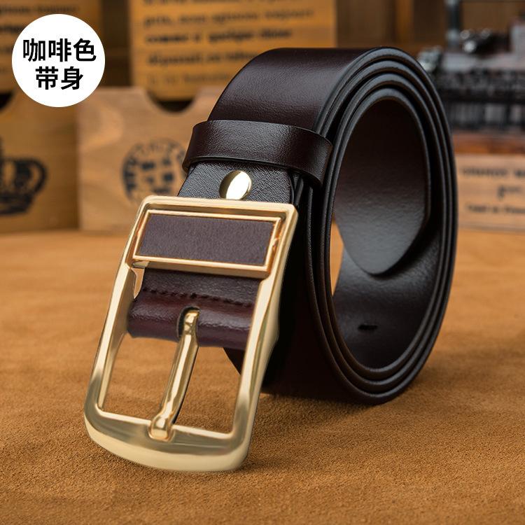 New Men'S Pin Buckle Cowhide Belt Middle-Aged And Youth Belt Business Casual Simple Versatile Pants Belt Men'S