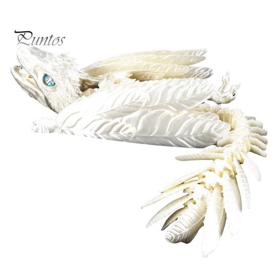 3D Printed Feather Dragon Figurine Movable Joints Flying Dragon Figure Articulated Winged Dragon Model Toy Home Office Desktop Decoration Ornament
