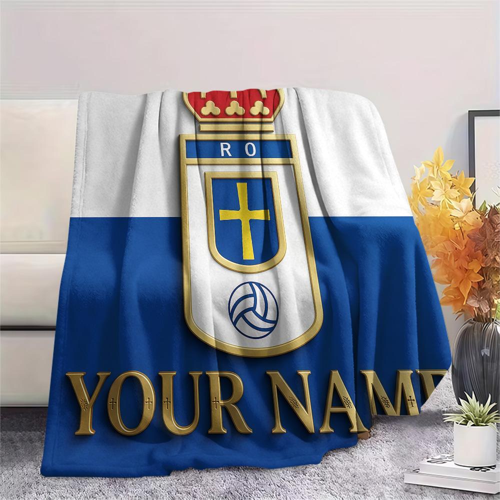 1PC Custom Name Real Oviedo Patterned Flannel Blanket Suitable For All Seasons for Home Decor Warmth and Comfort Gifts Holiday Present -HE185