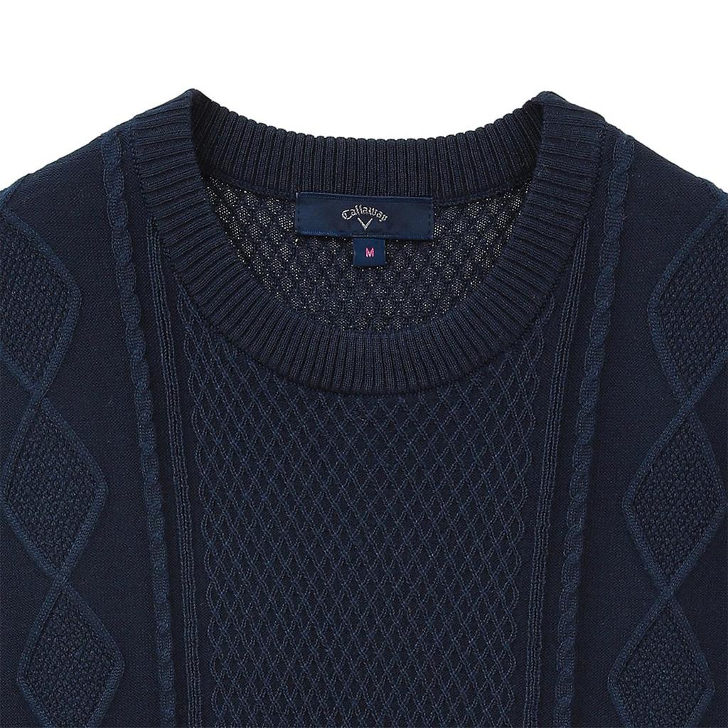 Callaway Women's Crew Neck Knit Vest (Brand Logo, Cable Knit) / Golf / C24119201 1120_Navy S