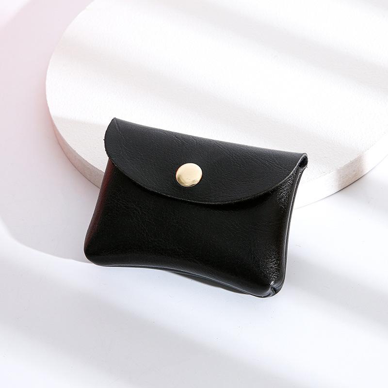 

Simple Buckle Leather Coin Purse Mini Wallets for Women ID Bank Card Holder Earphone Storage Bag Female Wallet Key Pouch чёрный