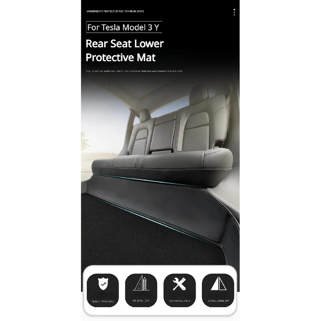 Rear Seat Lower Protective Mat for Tesla Model 3 Y Full Surround Cushion Protector Anti-Dirty Kick Pad Leather Car Accessories