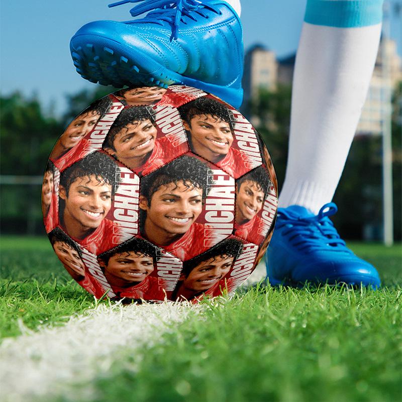 Michael Jackson Print Size 5 Soccer Ball, PU Wear Resistant Football for Match Training and Daily Practice, Birthday Gift for Soccer Fans