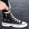 High Top Canvas Spring and Autumn Heightening Board Shoes Student Cloth Shoes Sports Leisure Summer Black Trendy Shoes