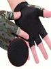 1 Pair Men's Camo Fingerless Gloves - Non-slip & Durable Polyester Material. Features Hook-loop Closure for Secure Fit, Breathab