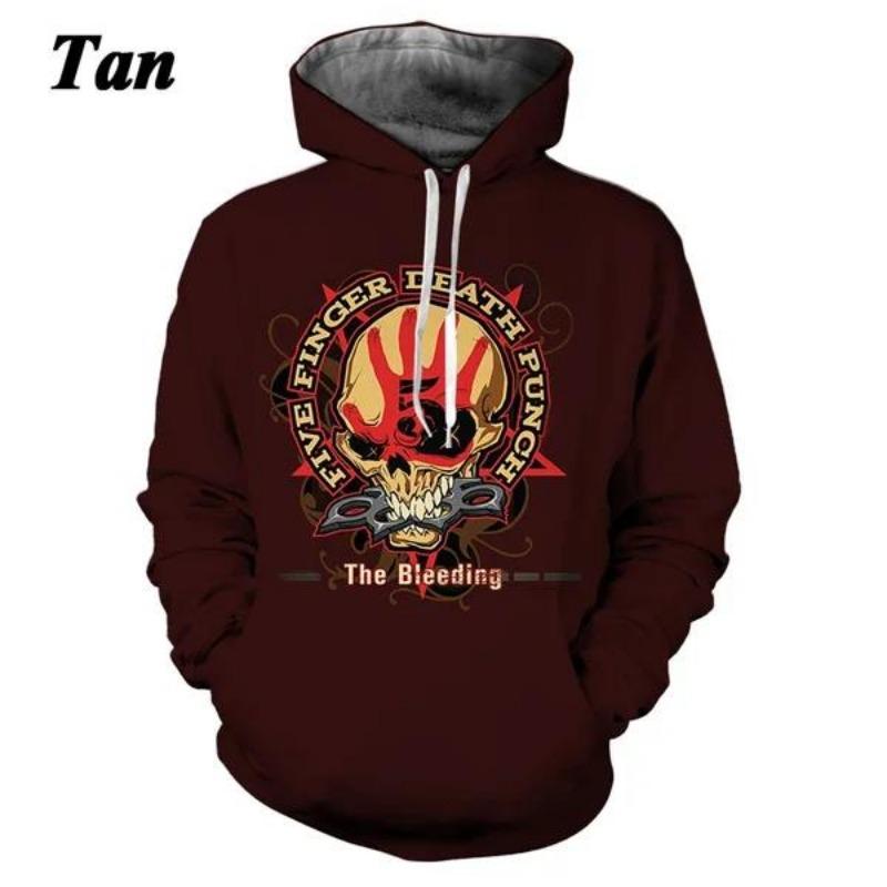 Herren- und Damen-Five Finger Death Punch Hoodies 3D-Druck Lässige Herbst-Winter-Sweatshirts Hip-Hop Rock Hoodie