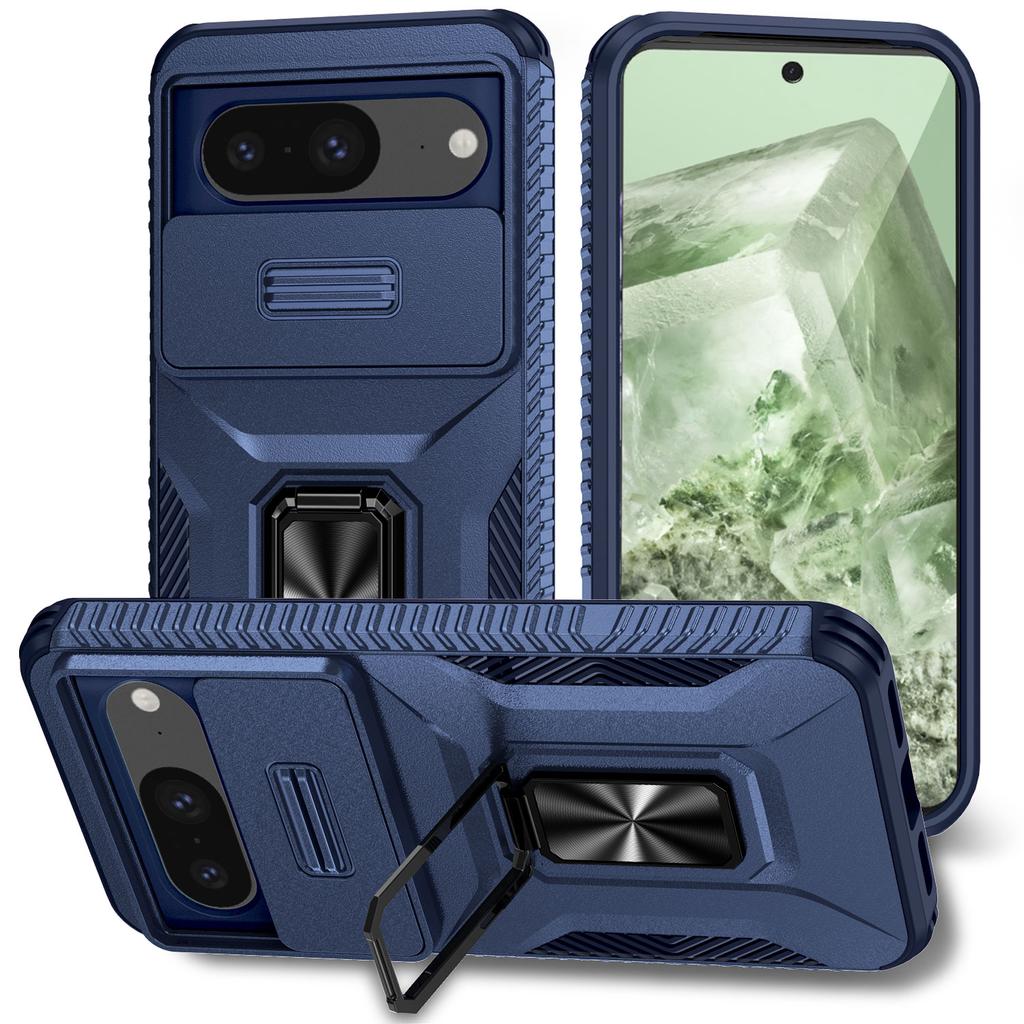 For Google Pixel 8 Case Camshield Kickstand TPU+PC Anti-Slip Phone Cover