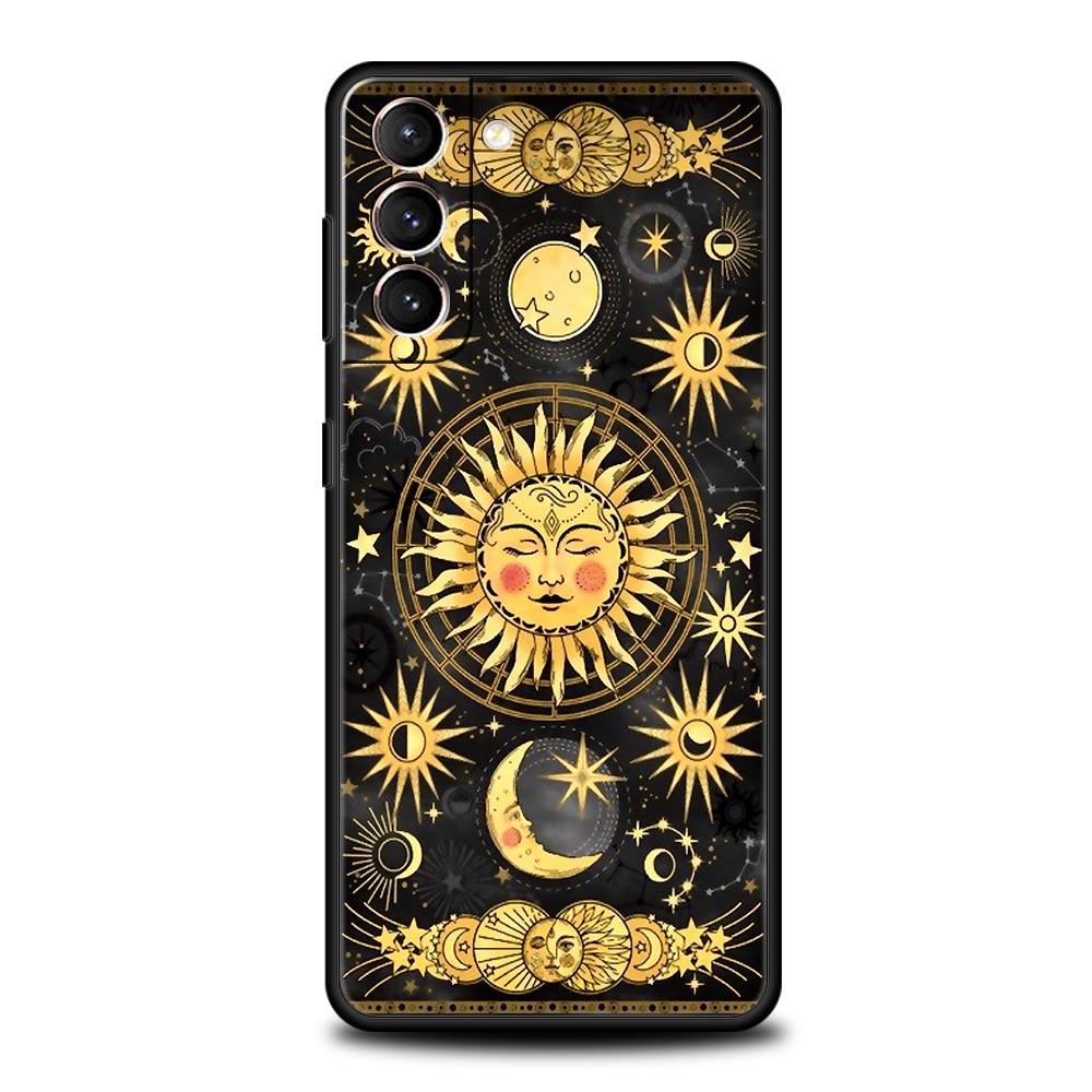Moon Sun Phone Case For Samsung Galaxy S26 Ultra S25 Plus S24 FE S23 S22 5G S21 S20 Cover Black Soft