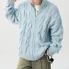 Basic Solid Color Knitted Cardigan Men's Clothing Half High Collar Autumn Winter New Retro Zipper Loose Casual Sweaters