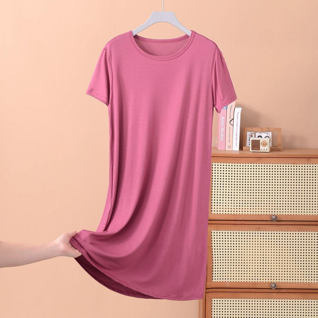 Women's L-8XL Sleepwear  Nightgowns Casual Short Sleeve Night Dress Plus Size Summer Nightshirt Ladies Sleep Wear Shirt