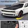 1:24 Challenger Str Hellcat Alloy Model Toys Diecast Car Doors Opened Sound Light Pull Back Front Wheel Steering Children's Gift