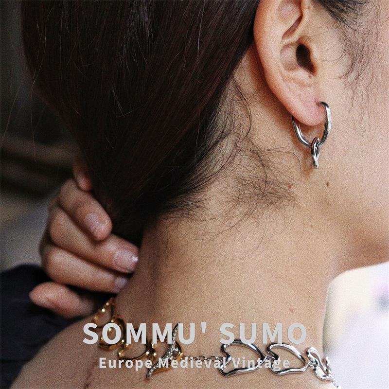 

Niche designer heavy industry electroplating love chain necklace does not fade sweet cool necklace ins bracelet earrings retro