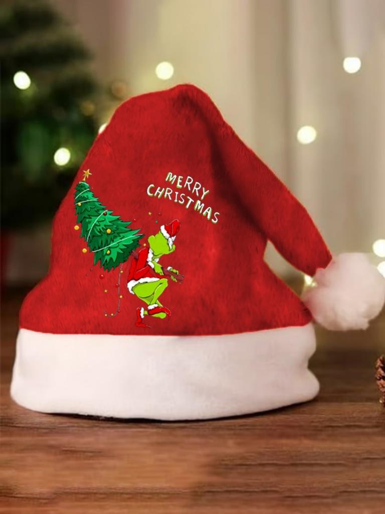 Grinch Christmas Hat With Thick Fleece For Winter Holiday Celebrations