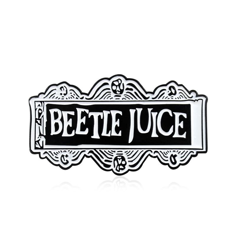 Quirky Personalized English Letter  Beetlejuice  Drip Oil Brooch