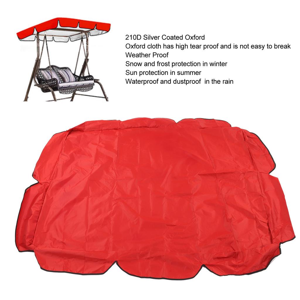 Swing Canopy 210D Silver Coated Oxford Waterproof UV Proof for Outdoor Patio Yard Chair 142x120x18cm Red