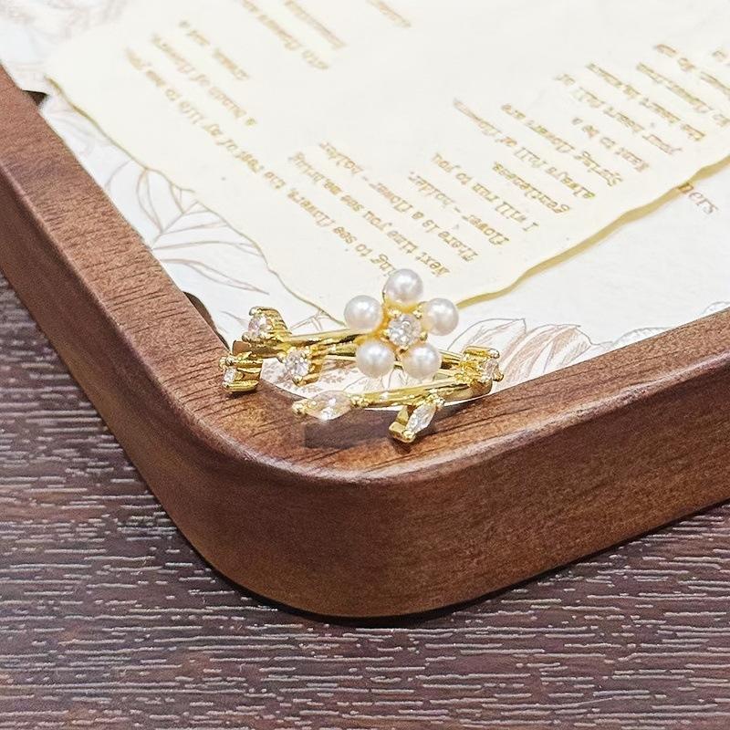 French Horseshoe Bead Open Ring, Women'S Niche High-End Index Finger Ring, High-End Stacked Index Finger Ring