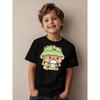 European Sizes Boys T-Shirt Casual Trendy Kids Wear for Boys with Cute Cartoon Bear In Dinosaur Hat Holding Lemon Drink Pattern Daily Sport