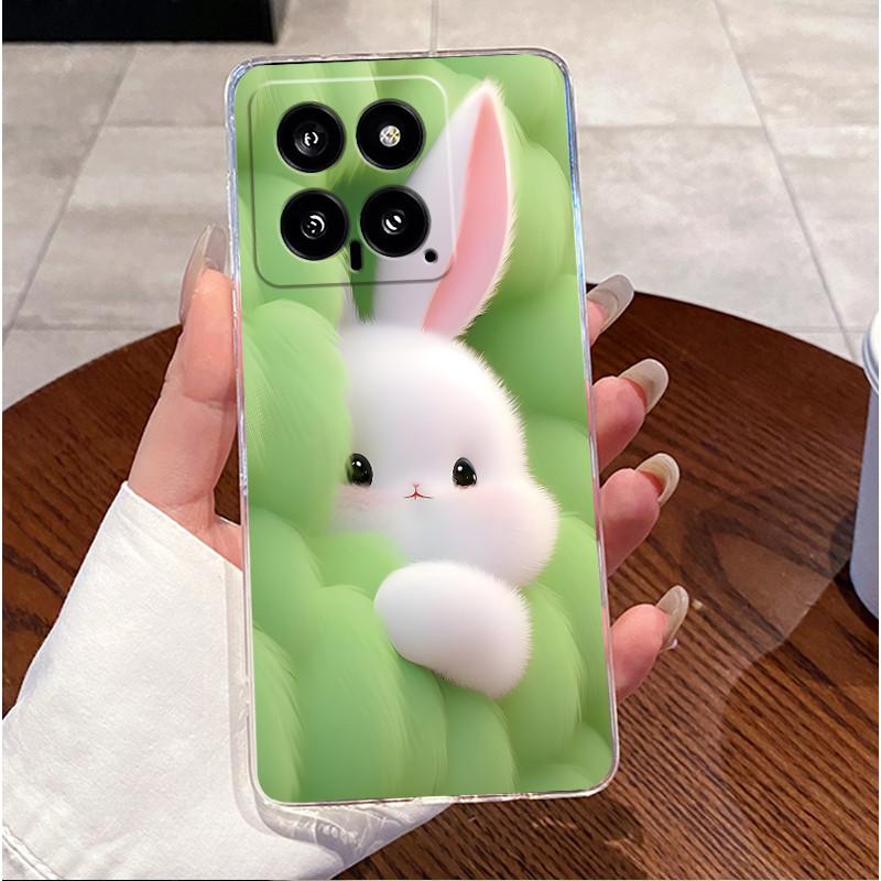 For Xiaomi Mi 14 / 14 Pro Clear Case Luxury Cute Love Rabbit Funny Ultra Slim TPU Silicone Soft Back Cover For Mi14 14Pro Casing