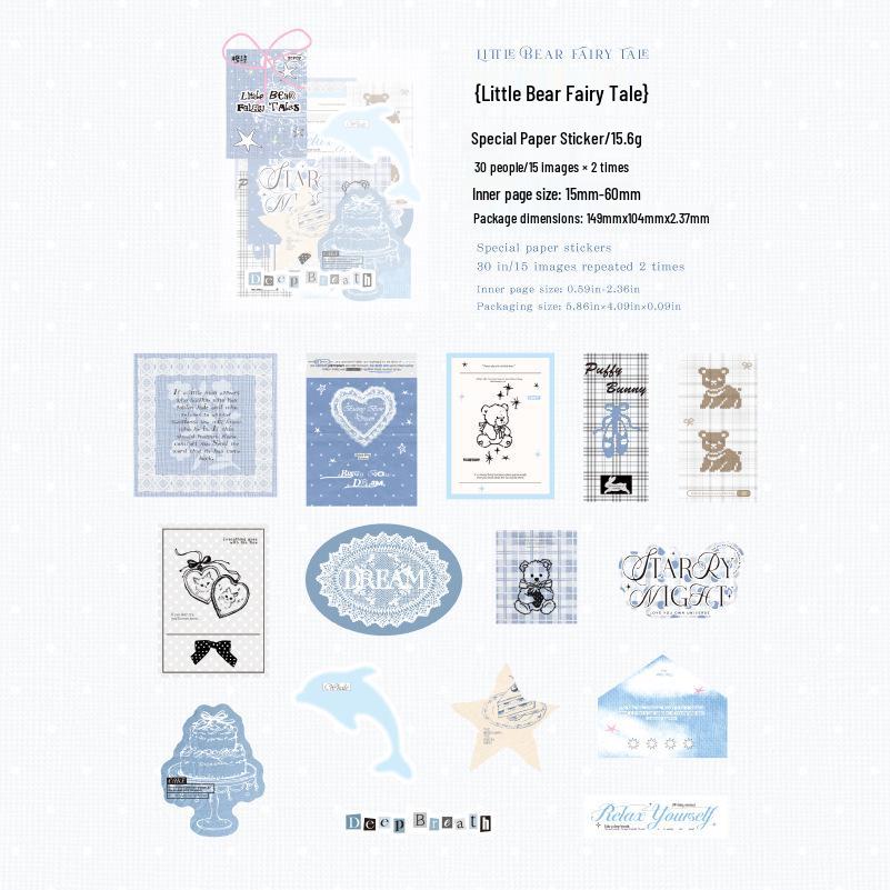 Sugar Poem Sticker Pack: Inorganic Salt Color Series, 30 Multi-Material Sheets for Journaling & Collage