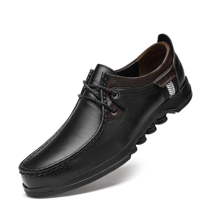 Men s First Layer Cowhide Business Loafers - Breathable British Style Slip-on Formal Casual Shoes 46