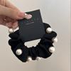 Black Color Pearl Hair Tie Pearl Decoration Bow Headdress Fashion Ponytail Holder  Daily Wear