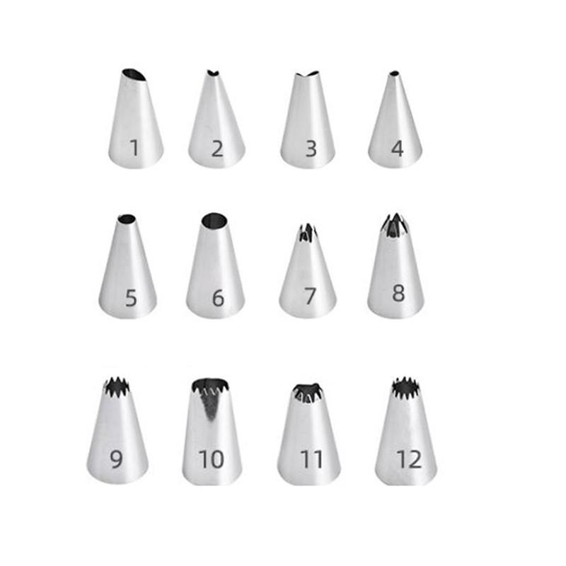 12Pcs Cake Decorating Stainless Steel Icing Piping Nozzles Pastry Tips Set Cake Baking Mold Tools Kitchen Accessories