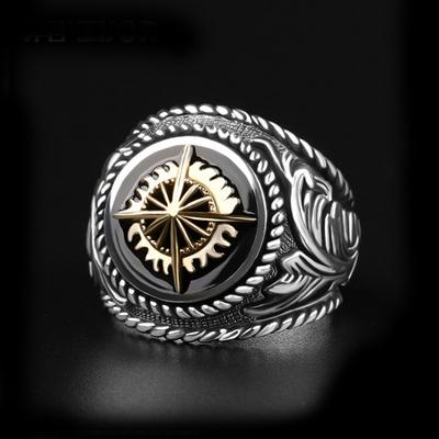 Golden Light Ring for Men, Personalized Hip Hop Retro European and American Food Ring Accessories Gift