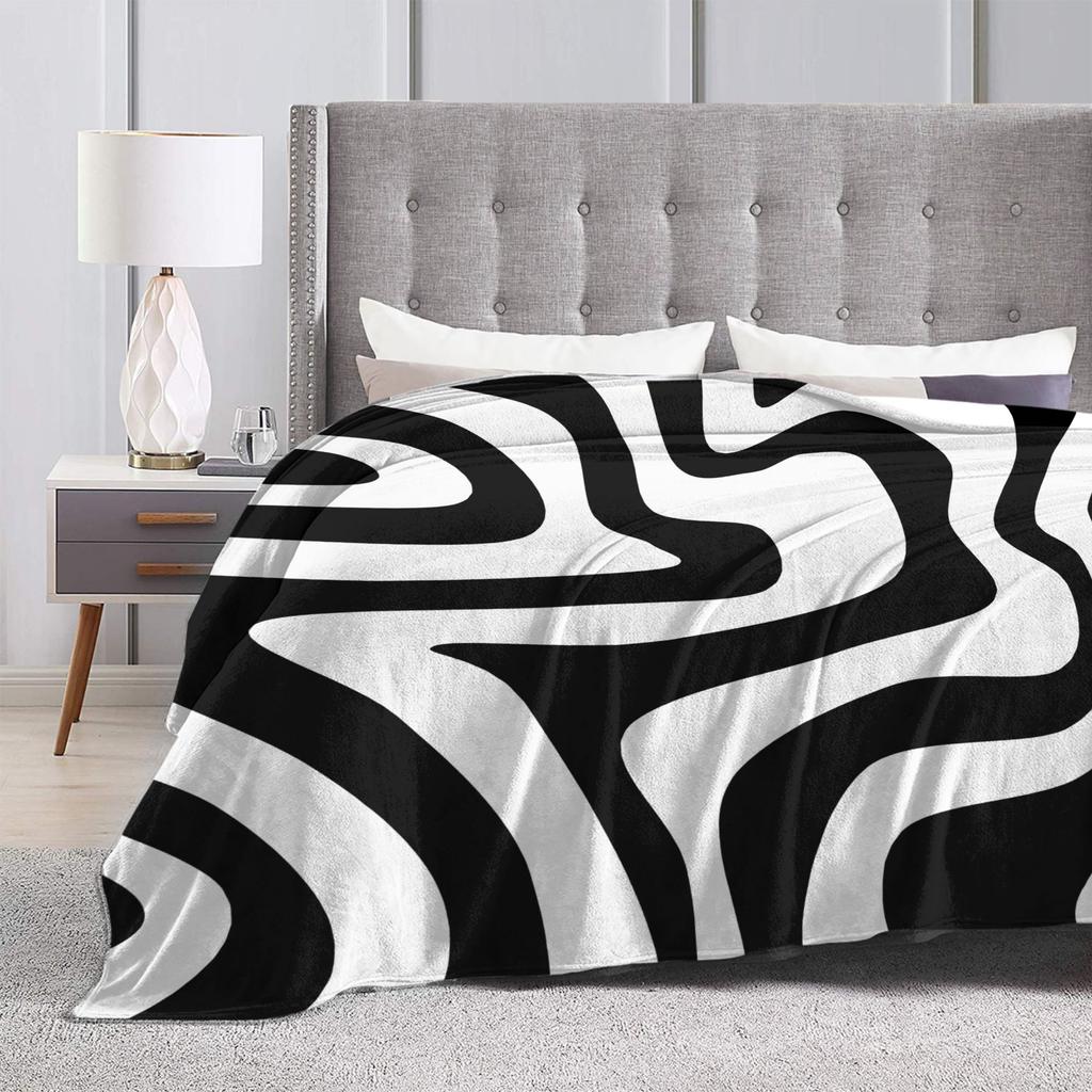 Black and White Retro Super Warm Blanket Boy Girl Plush Throw Blanket Funny Living Room Flannel Bedspread Sofa Bed Cover