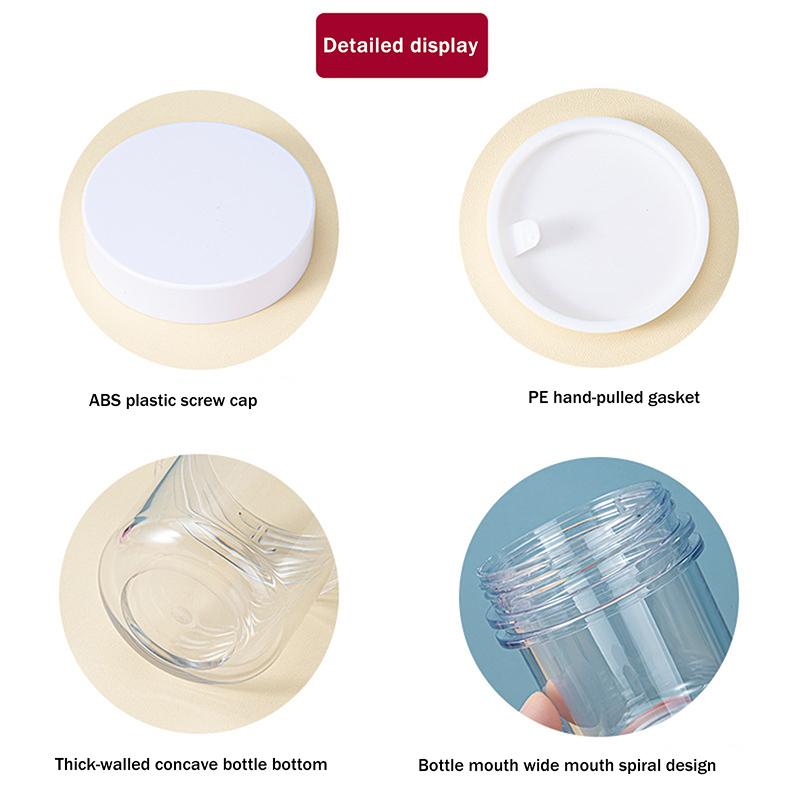 1Pcs 100/150/200/300Ml Plastic Empty Transparent Wide-Mouth Jar With Lid Cosmetic Makeup Cream Jar Loose Powder Pots Travel