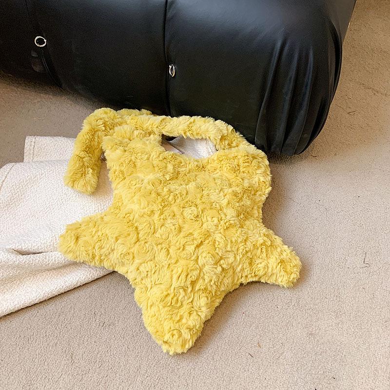 Geantă de umăr versatilă cu stele și Japonia și Coreea, geantă de pluș drăguță pentru femei, geantă de umăr cu capacitate mare