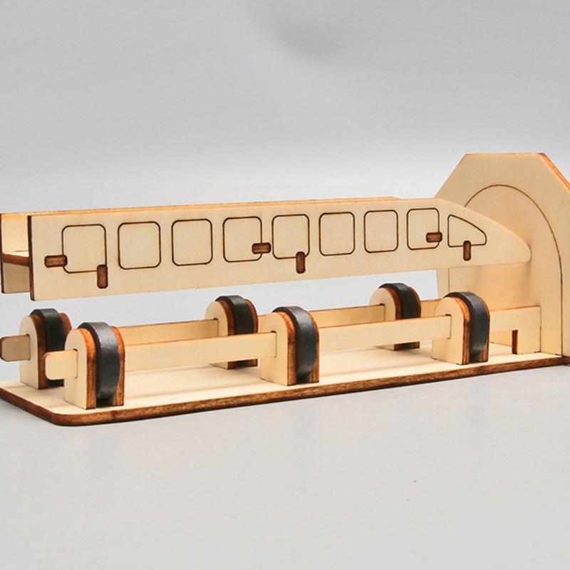 Wooden Magnetic Levitation Train Model Children STEM Toy Hands On Learning Toy For Students Learning Physics Principles