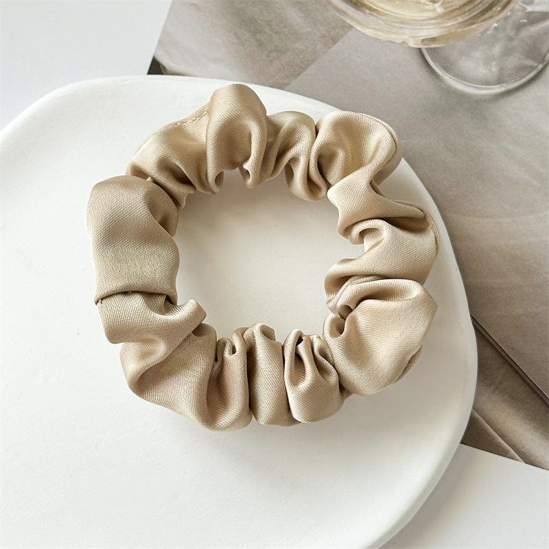 Shimmering Surface Solid Color Hair Ties Lustrous Fine Pleats High Density Elasticity Sophisticated Evening Wear Accessories