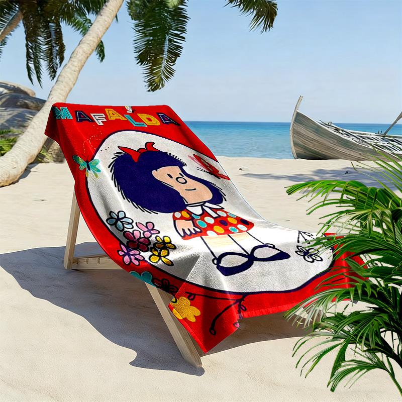 Mafalda Print Beach Towel, Large Soft Quick Dry Towel for Beach Camping Swimming
