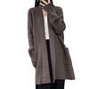 2025 Autumn/Winter Women's Solid Color Mid-Length Cardigan Sweater - Loose Knitwear, Fashionable Lazy Style