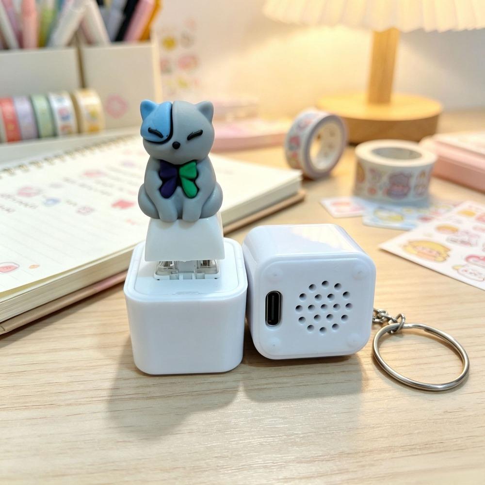 Glowing Light Up Pet Key Charm Pendant Simulation Fidget Button Key Chain  Backpack Pendant