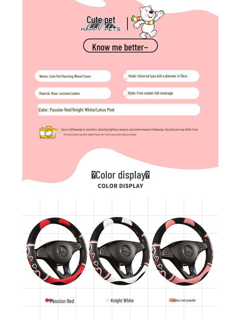 Luxury Heart Car Steering Wheel Cover - High-End Sport Design