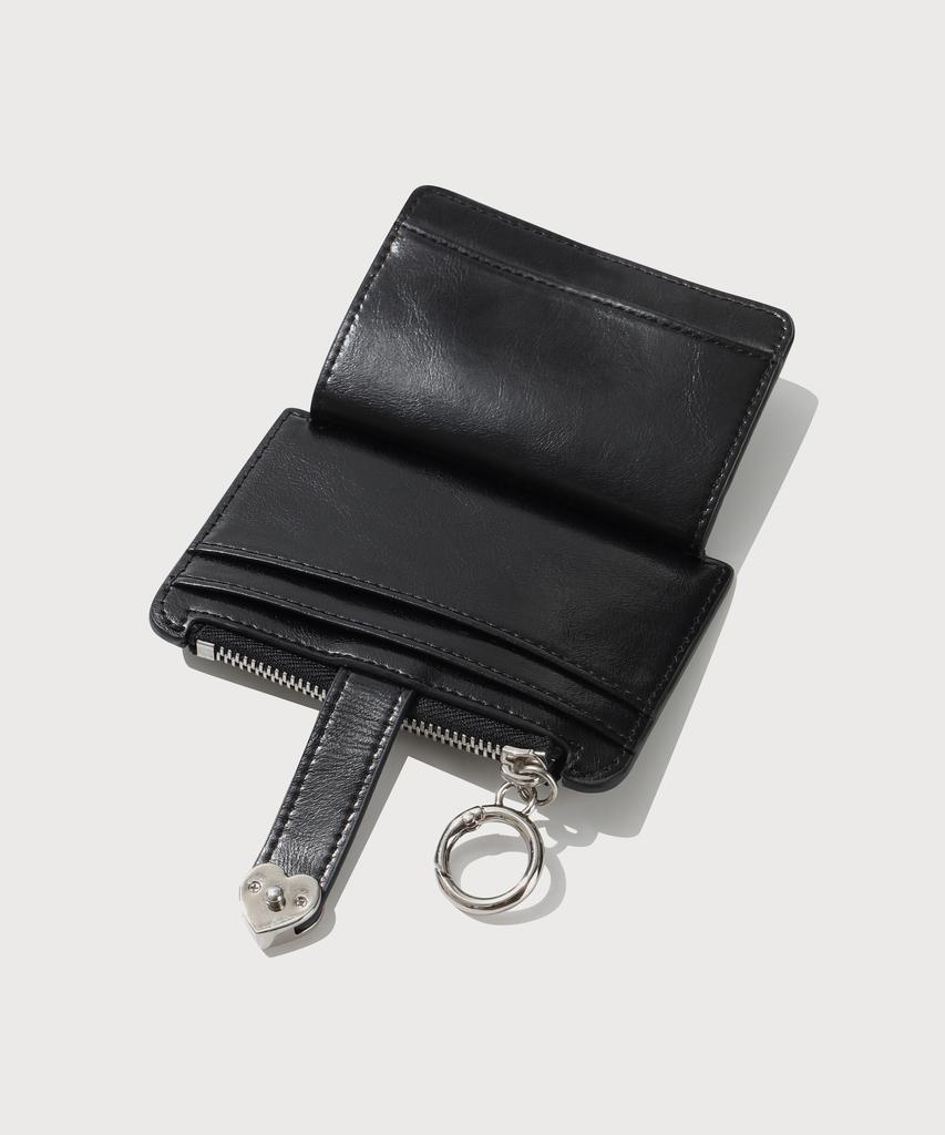 Covernat Woman Clover Heart Top Zipper Wallet Black