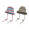 Summer Fisherman Hat for Woman Weaving Bucket Hat Crochet Stripe Pattern Cap