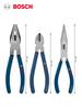 Bosch 3Pcs Pliers Set Chrome Vanadium Steel Hardened Teeth, Phosphated Black Finish, Ergonomic Dip-Molded Handles Long Nose & Diagonal Cutting Pliers