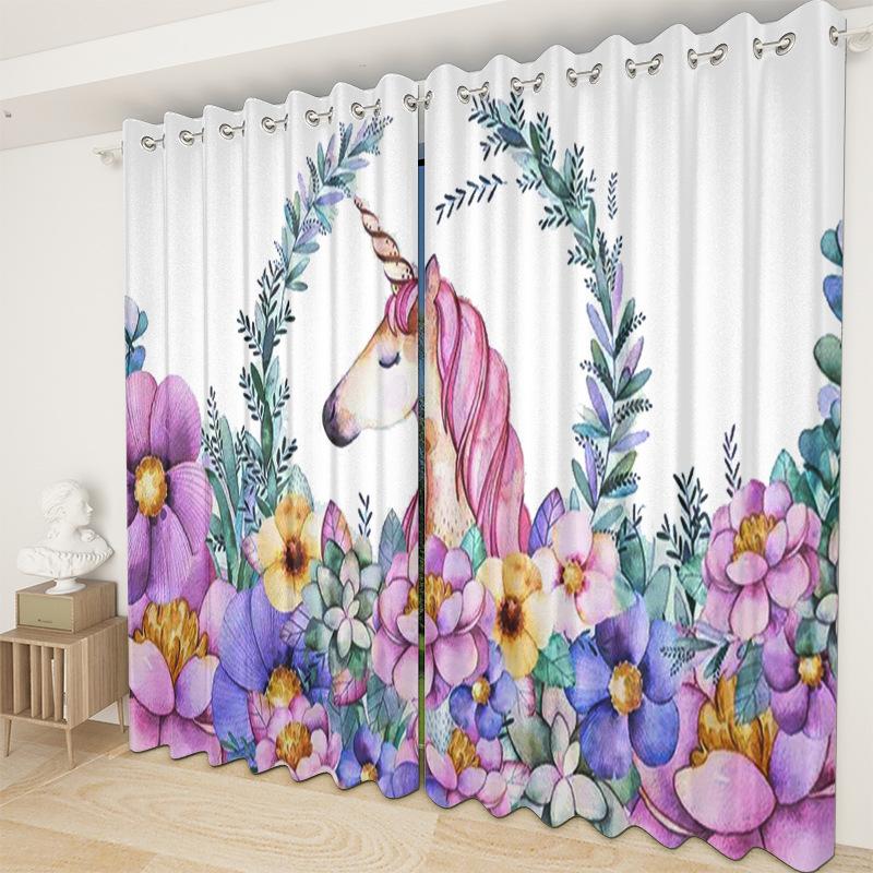 Unicorn Curtain Bedroom Living Room Balcony Blackout Curtain Office Hotel Insulation Curtain
