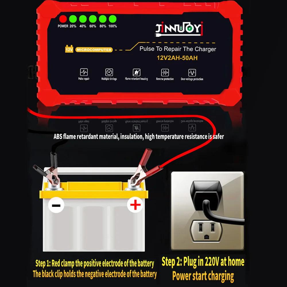 12V Auto Battery Charger Motorcycle Fast Charge Power Pulse Repair Maintainer Battery LED Display Moto Car Battery Charger