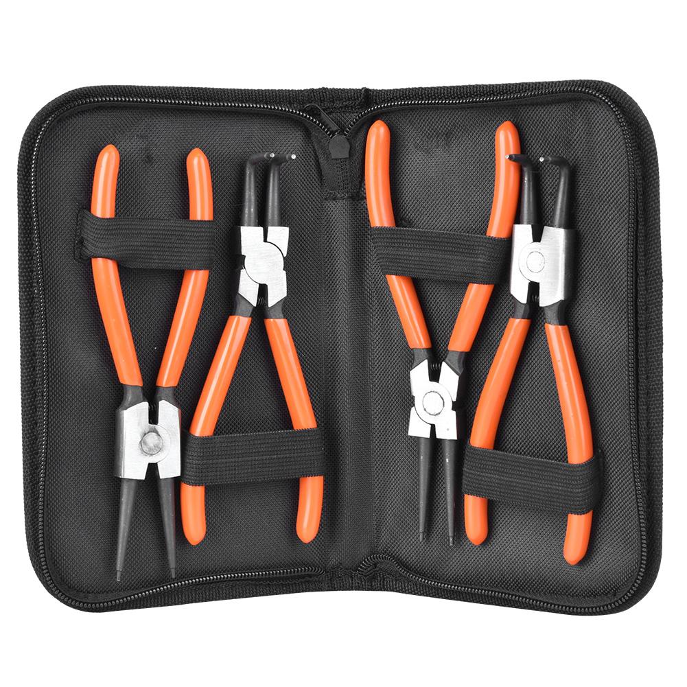 4Pcs 7in Carbon Steel Internal External Bent Straight Snap   Remove Tool Circlip Pliers Set