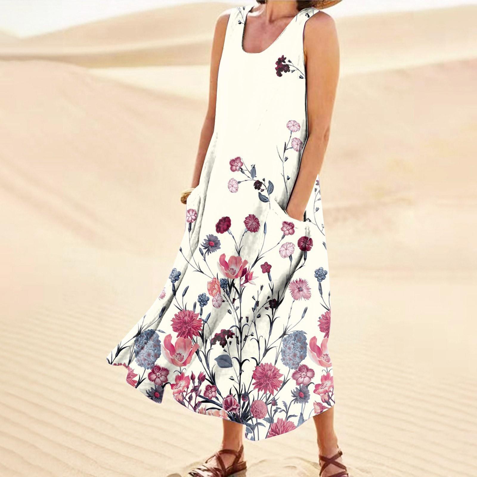 

Женское модное повседневное однотонное хлопковое льняное платье без рукавов с карманами XL красный