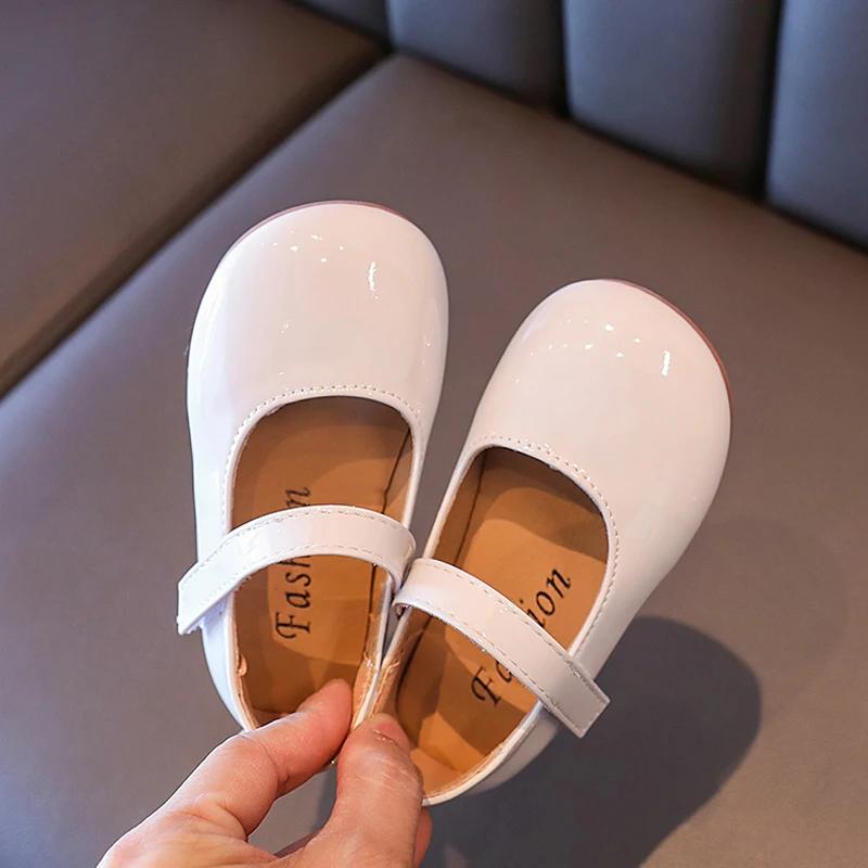 Plain Patent Leather Ballet Flats Baby Girls Concise Round Toe Mary Jane Shoes Kids Soft Sole Casual Dress Zapatos In Red White