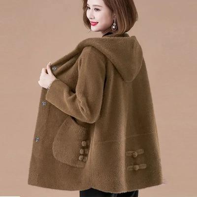 Mid Aged and Elderly 2026 Spring and Autumn New Mink Fleece Women's Coat High Grade Mother's Cloth Plus Fat Plus Cardigan Coat