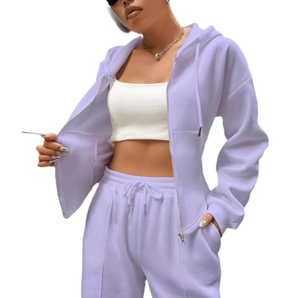 Women's Hooded Sweatshirt and Jogger Set, 6-Color Lounge Two-Piece Outfit